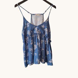 Altar'd State Blue Floral Peplum Camisole Sz M